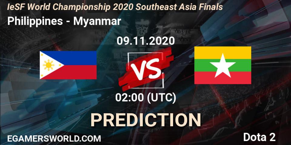 Pronóstico Philippines - Myanmar. 09.11.2020 at 02:00, Dota 2, IeSF World Championship 2020 Southeast Asia Finals