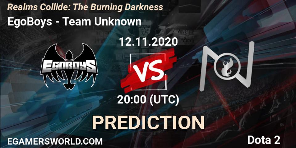 Pronóstico EgoBoys - Team Unknown. 12.11.2020 at 20:14, Dota 2, Realms Collide: The Burning Darkness
