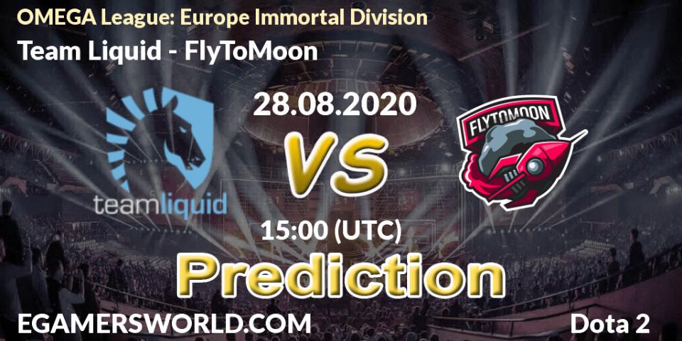Pronóstico Team Liquid - FlyToMoon. 28.08.2020 at 14:28, Dota 2, OMEGA League: Europe Immortal Division