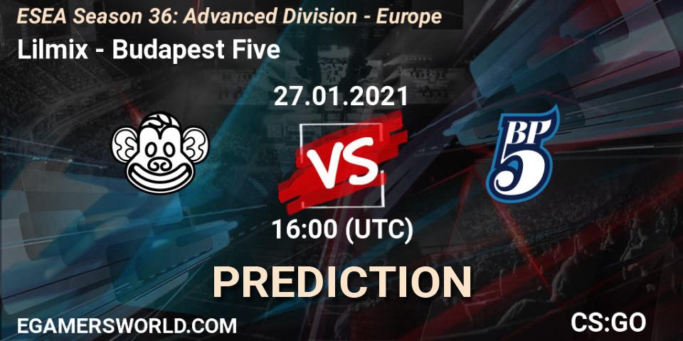 Pronóstico Lilmix - Budapest Five. 27.01.2021 at 18:00, Counter-Strike (CS2), ESEA Season 36: Europe - Advanced Division