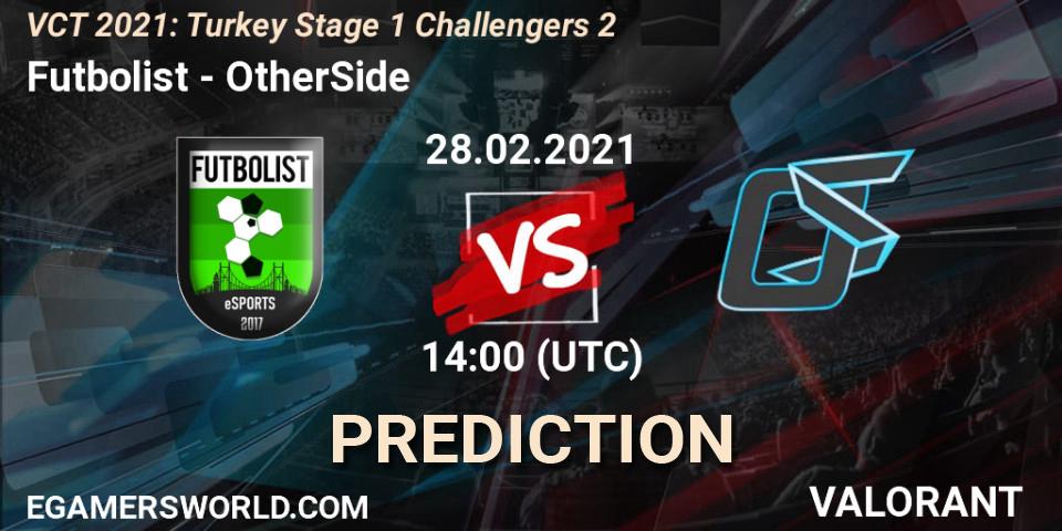 Pronóstico Futbolist - OtherSide. 28.02.2021 at 14:00, VALORANT, VCT 2021: Turkey Stage 1 Challengers 2