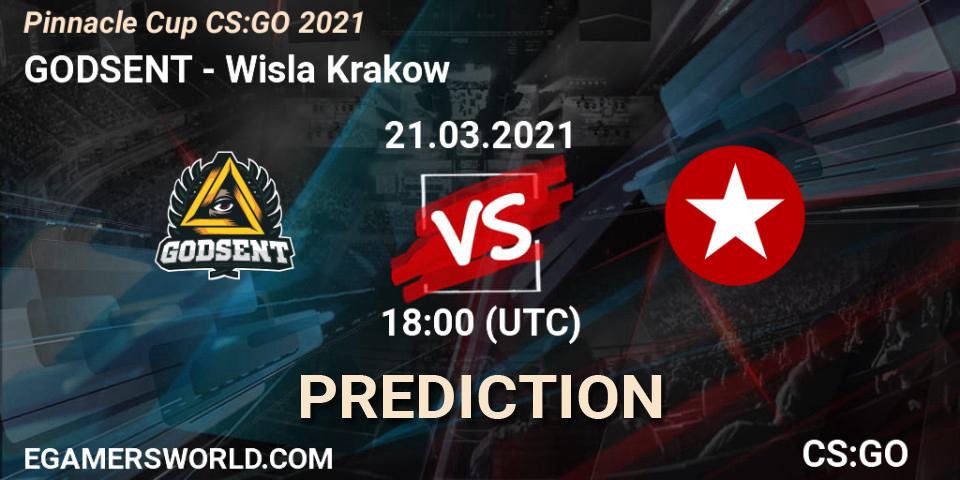 Pronóstico GODSENT - Wisla Krakow. 21.03.2021 at 18:00, Counter-Strike (CS2), Pinnacle Cup #1