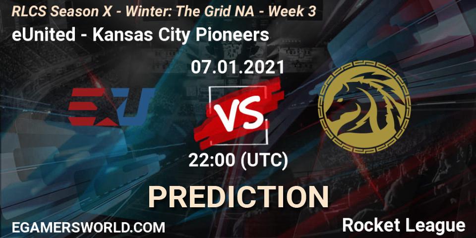 Pronóstico eUnited - Kansas City Pioneers. 14.01.2021 at 22:00, Rocket League, RLCS Season X - Winter: The Grid NA - Week 3