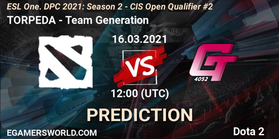 Pronóstico TOPREDA - Team Generation. 16.03.2021 at 12:08, Dota 2, ESL One. DPC 2021: Season 2 - CIS Open Qualifier #2