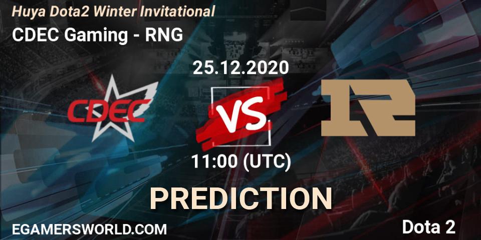 Pronóstico CDEC Gaming - RNG. 25.12.2020 at 10:55, Dota 2, Huya Dota2 Winter Invitational