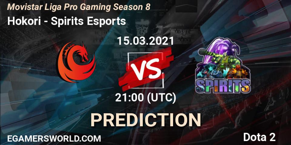 Pronóstico Hokori - Spirits Esports. 16.03.2021 at 00:00, Dota 2, Movistar Liga Pro Gaming Season 8