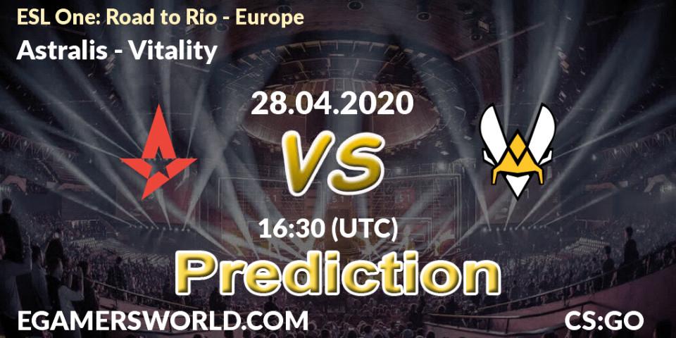 Pronóstico Astralis - Vitality. 28.04.2020 at 17:55, Counter-Strike (CS2), ESL One: Road to Rio - Europe