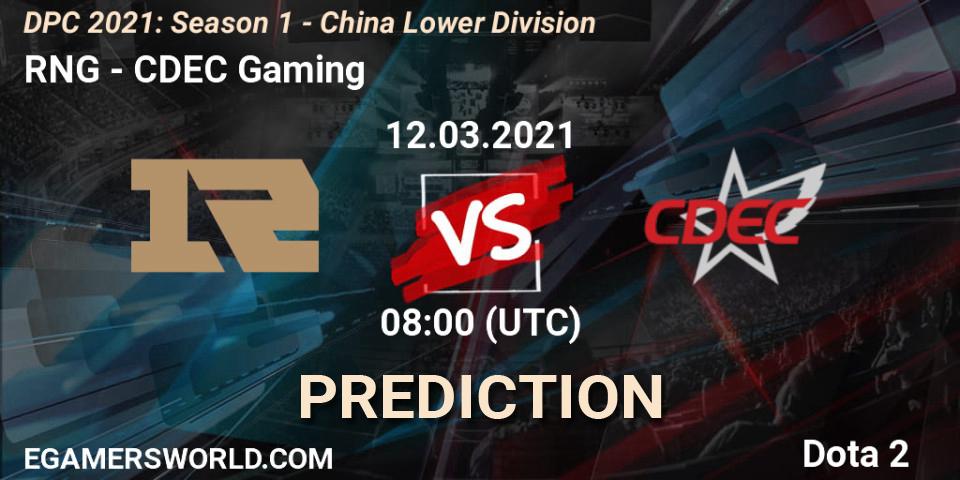 Pronóstico RNG - CDEC Gaming. 12.03.2021 at 08:01, Dota 2, DPC 2021: Season 1 - China Lower Division