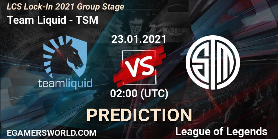 Pronóstico Team Liquid - TSM. 23.01.2021 at 02:00, LoL, LCS Lock-In 2021 Group Stage