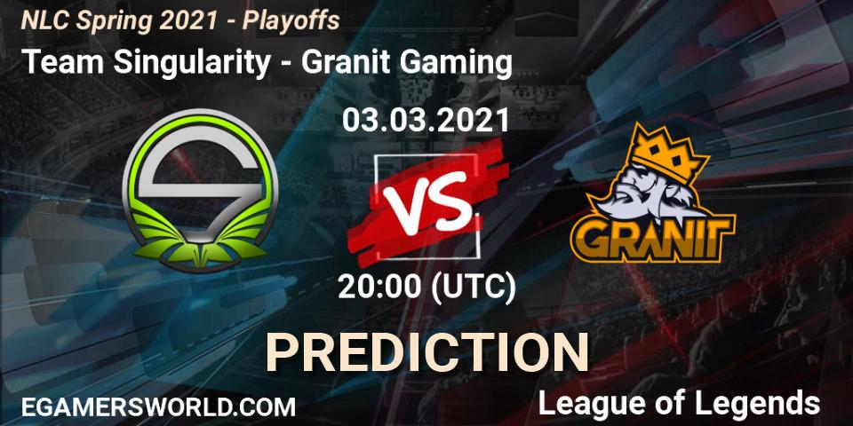 Pronóstico Team Singularity - Granit Gaming. 03.03.2021 at 19:00, LoL, NLC Spring 2021 - Playoffs