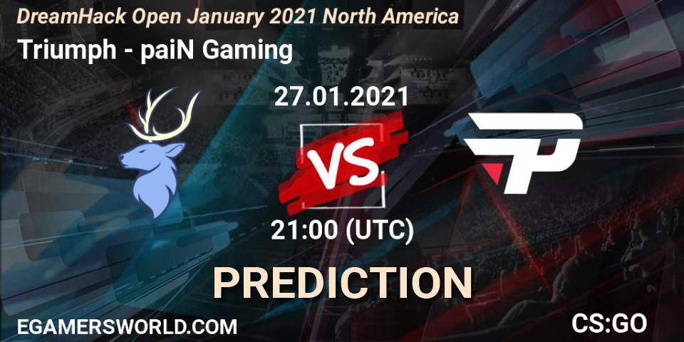 Pronóstico Triumph - paiN Gaming. 27.01.2021 at 20:50, Counter-Strike (CS2), DreamHack Open January 2021 North America