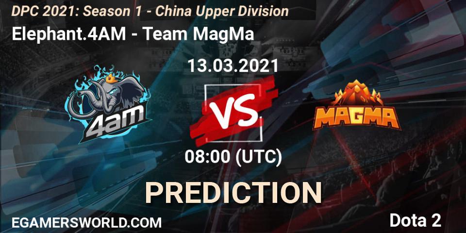 Pronóstico Elephant.4AM - Team MagMa. 13.03.2021 at 08:02, Dota 2, DPC 2021: Season 1 - China Upper Division