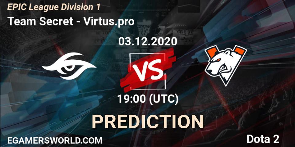 Pronóstico Team Secret - Virtus.pro. 03.12.2020 at 19:44, Dota 2, EPIC League Division 1