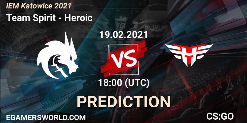 Pronóstico Team Spirit - Heroic. 19.02.2021 at 18:00, Counter-Strike (CS2), IEM Katowice 2021