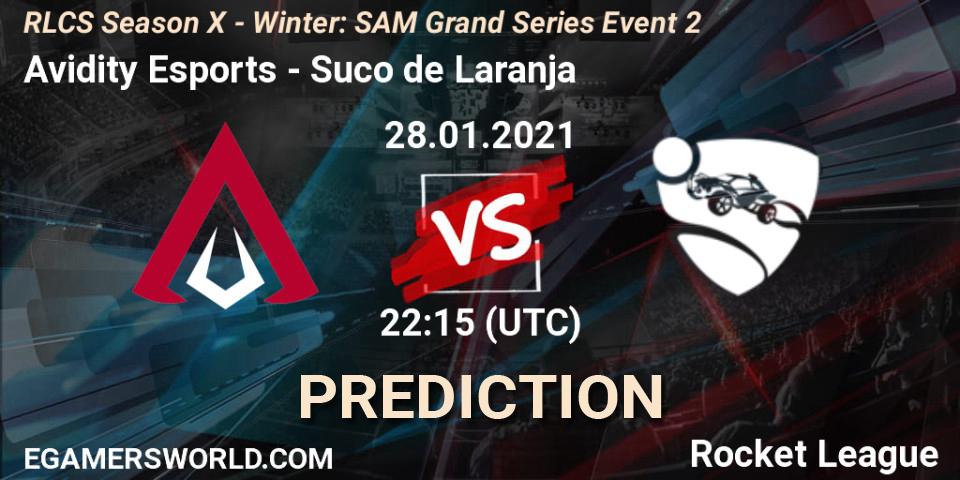 Pronóstico Avidity Esports - Suco de Laranja. 28.01.2021 at 22:15, Rocket League, RLCS Season X - Winter: SAM Grand Series Event 2