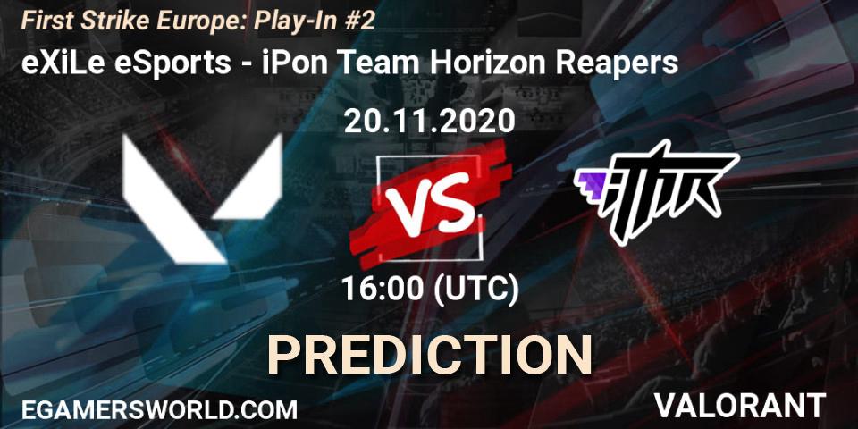 Pronóstico eXiLe eSports - iPon Team Horizon Reapers. 20.11.2020 at 16:00, VALORANT, First Strike Europe: Play-In #2