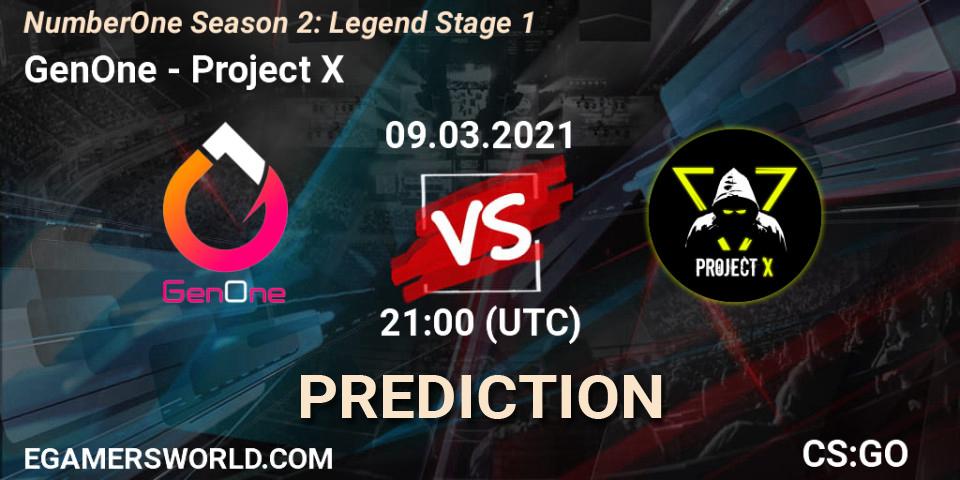 Pronóstico GenOne - Project X. 09.03.2021 at 21:00, Counter-Strike (CS2), NumberOne Season 2: Legend Stage 1