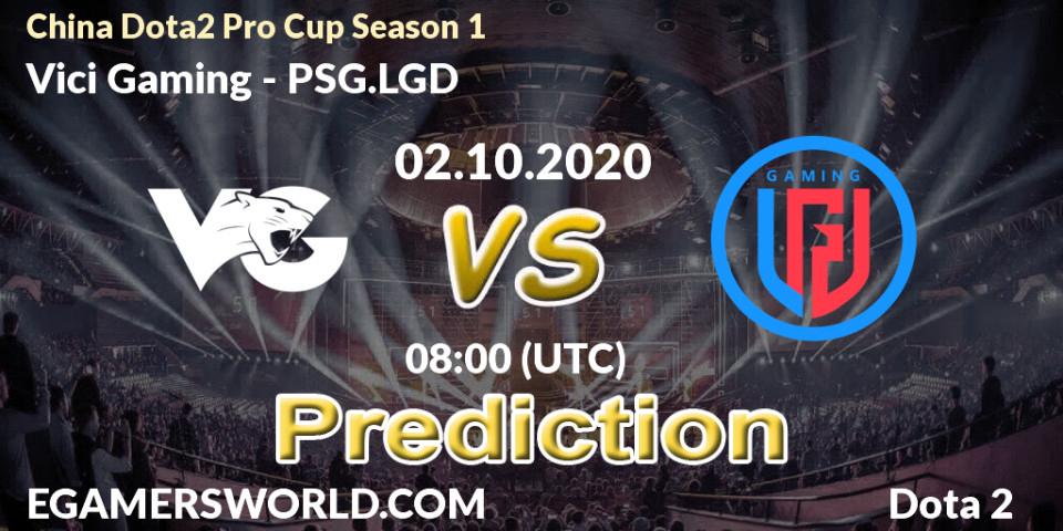 Pronóstico Vici Gaming - PSG.LGD. 02.10.2020 at 09:35, Dota 2, China Dota2 Pro Cup Season 1
