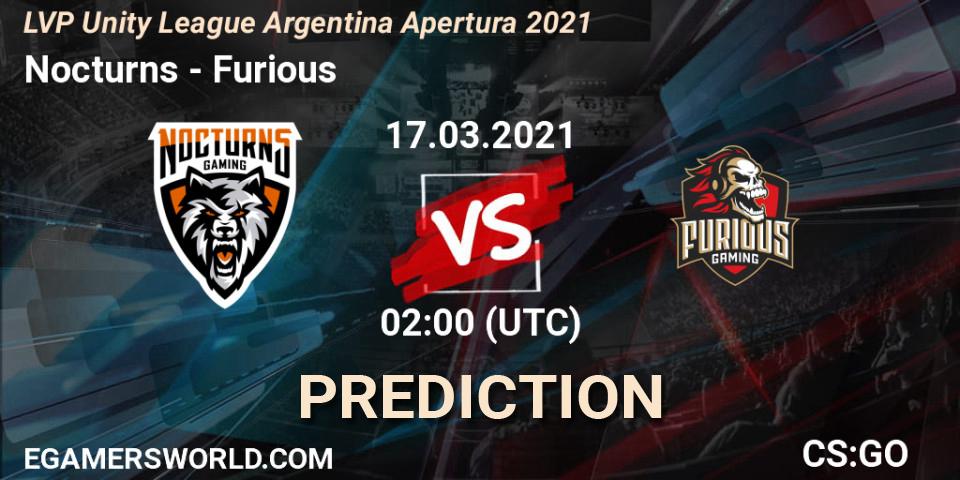 Pronóstico Nocturns - Furious. 17.03.2021 at 02:00, Counter-Strike (CS2), LVP Unity League Argentina Apertura 2021
