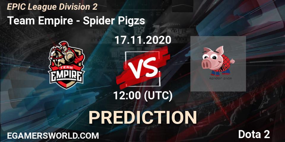 Pronóstico Team Empire - Spider Pigzs. 17.11.2020 at 11:07, Dota 2, EPIC League Division 2