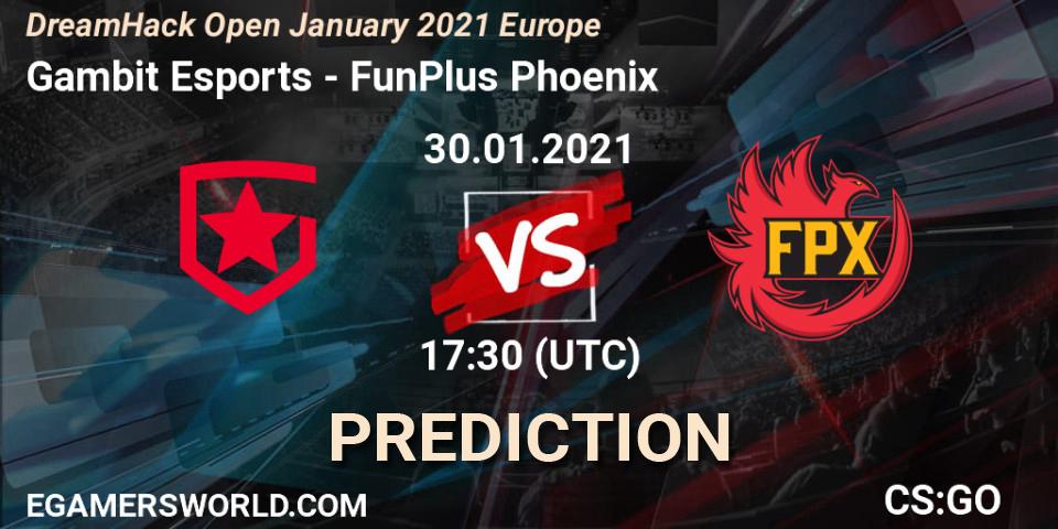 Pronóstico Gambit Esports - FunPlus Phoenix. 30.01.2021 at 18:40, Counter-Strike (CS2), DreamHack Open January 2021 Europe