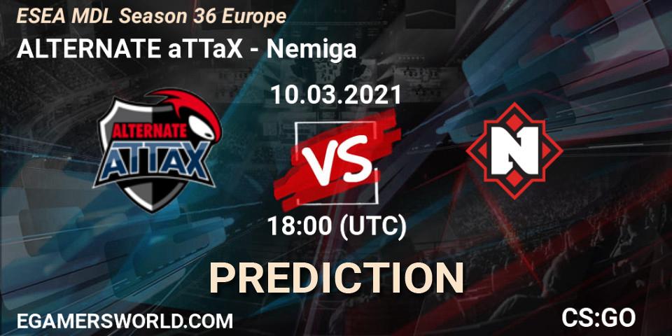 Pronóstico ALTERNATE aTTaX - Nemiga. 10.03.2021 at 18:00, Counter-Strike (CS2), MDL ESEA Season 36: Europe - Premier division