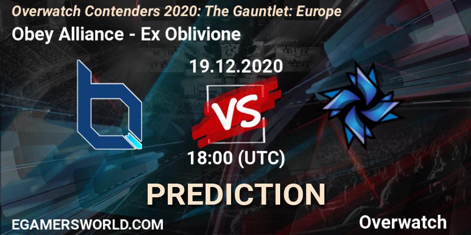 Pronóstico Obey Alliance - Ex Oblivione. 19.12.2020 at 18:00, Overwatch, Overwatch Contenders 2020: The Gauntlet: Europe