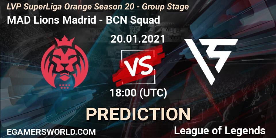 Pronóstico MAD Lions Madrid - BCN Squad. 20.01.2021 at 18:00, LoL, LVP SuperLiga Orange Season 20 - Group Stage
