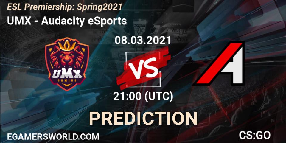 Pronóstico UMX - Audacity eSports. 08.03.2021 at 21:00, Counter-Strike (CS2), ESL Premiership: Spring 2021