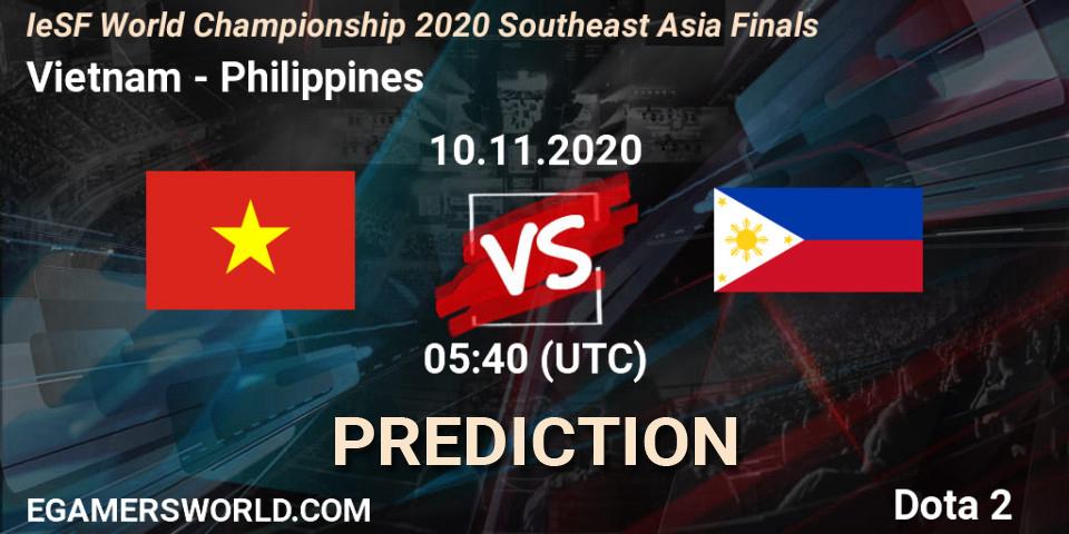 Pronóstico Vietnam - Philippines. 10.11.2020 at 05:40, Dota 2, IeSF World Championship 2020 Southeast Asia Finals