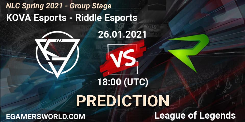 Pronóstico KOVA Esports - Riddle Esports. 26.01.2021 at 18:00, LoL, NLC Spring 2021 - Group Stage