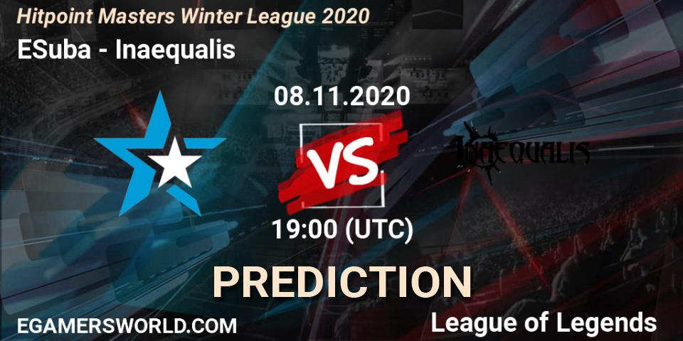 Pronóstico ESuba - Inaequalis. 08.11.2020 at 19:15, LoL, Hitpoint Masters Winter League 2020