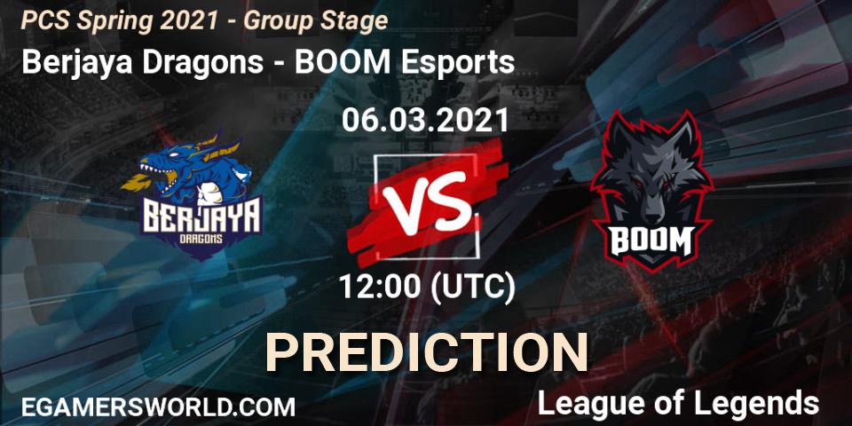 Pronóstico Berjaya Dragons - BOOM Esports. 06.03.2021 at 12:00, LoL, PCS Spring 2021 - Group Stage