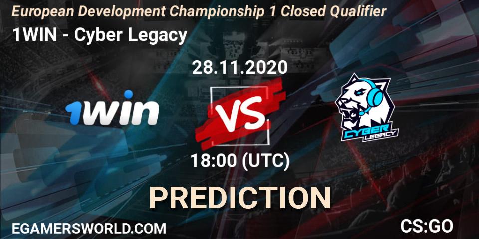 Pronóstico 1WIN - Cyber Legacy. 28.11.2020 at 19:00, Counter-Strike (CS2), European Development Championship 1 Closed Qualifier
