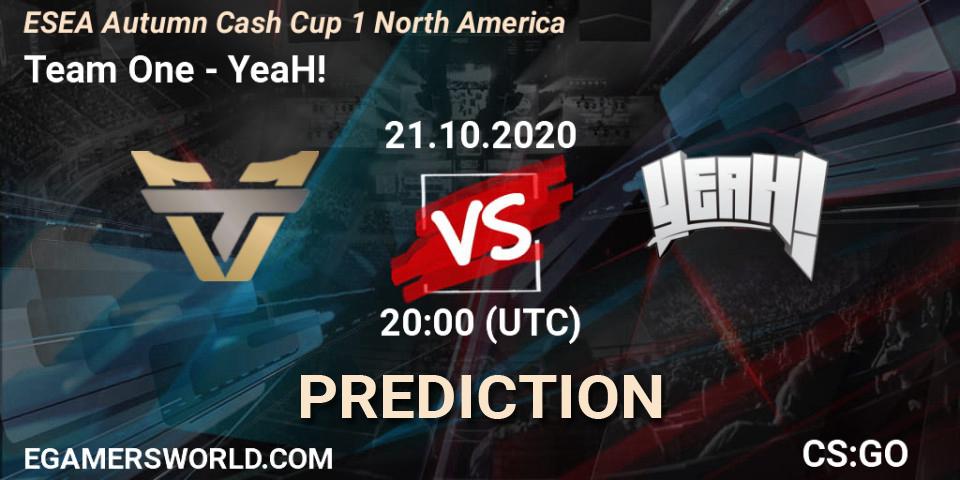 Pronóstico Team One - YeaH!. 21.10.2020 at 20:00, Counter-Strike (CS2), ESEA Autumn Cash Cup 1 North America
