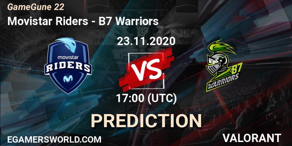 Pronóstico Movistar Riders - B7 Warriors. 23.11.2020 at 17:00, VALORANT, GameGune 22