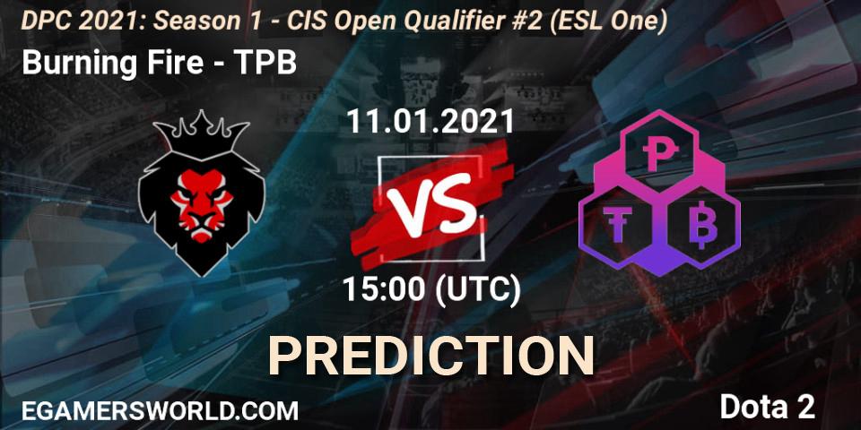 Pronóstico Burning Fire - TPB. 11.01.21, Dota 2, DPC 2021: Season 1 - CIS Open Qualifier #2 (ESL One)