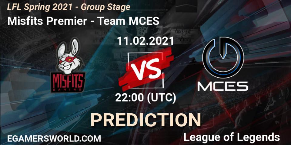 Pronóstico Misfits Premier - Team MCES. 11.02.2021 at 22:00, LoL, LFL Spring 2021 - Group Stage