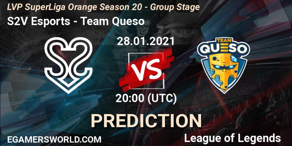 Pronóstico S2V Esports - Team Queso. 28.01.2021 at 20:00, LoL, LVP SuperLiga Orange Season 20 - Group Stage