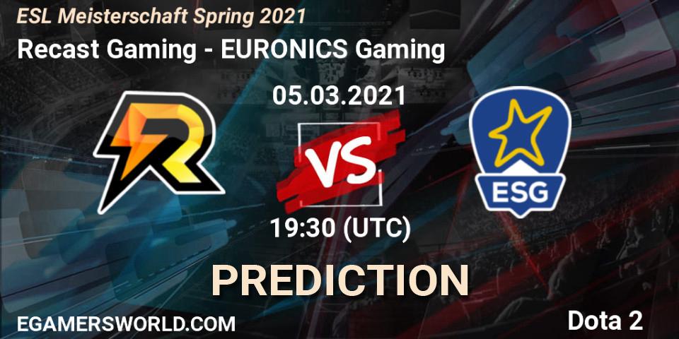 Pronóstico Recast Gaming - EURONICS Gaming. 05.03.2021 at 20:30, Dota 2, ESL Meisterschaft Spring 2021