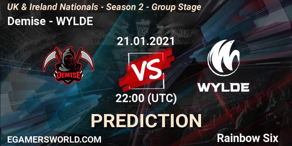 Pronóstico Demise - WYLDE. 21.01.2021 at 22:00, Rainbow Six, UK & Ireland Nationals - Season 2 - Group Stage