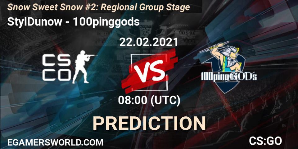 Pronóstico StylDunow - 100pinggods. 22.02.2021 at 08:00, Counter-Strike (CS2), Snow Sweet Snow #2: Regional Group Stage