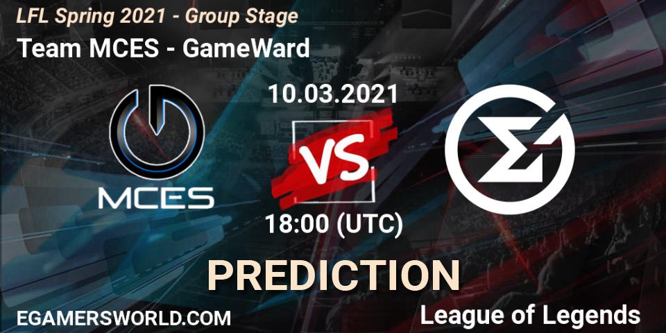 Pronóstico Team MCES - GameWard. 10.03.2021 at 18:00, LoL, LFL Spring 2021 - Group Stage