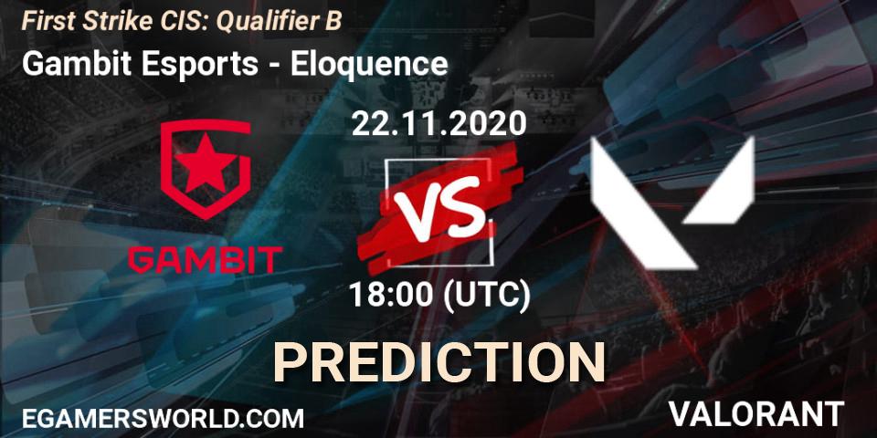 Pronóstico Gambit Esports - Eloquence. 22.11.20, VALORANT, First Strike CIS: Qualifier B