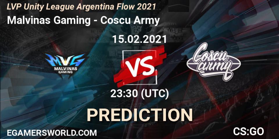 Pronóstico Malvinas Gaming - Coscu Army. 15.02.2021 at 23:30, Counter-Strike (CS2), LVP Unity League Argentina Apertura 2021