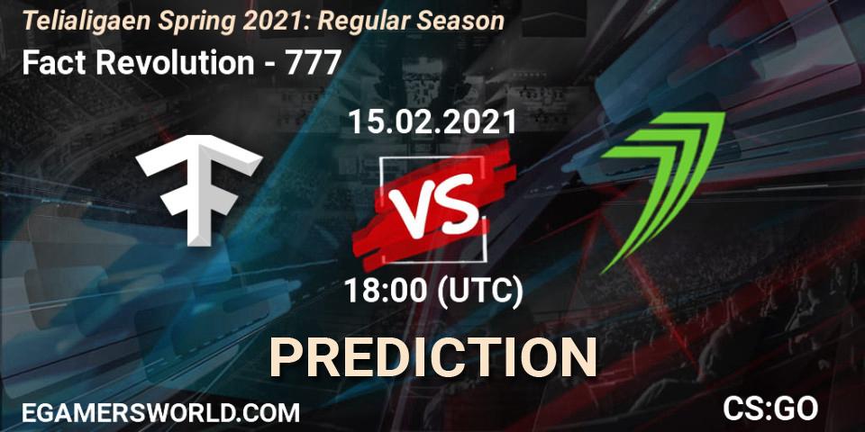 Pronóstico Fact Revolution - 777. 15.02.2021 at 18:00, Counter-Strike (CS2), Telialigaen Spring 2021: Regular Season