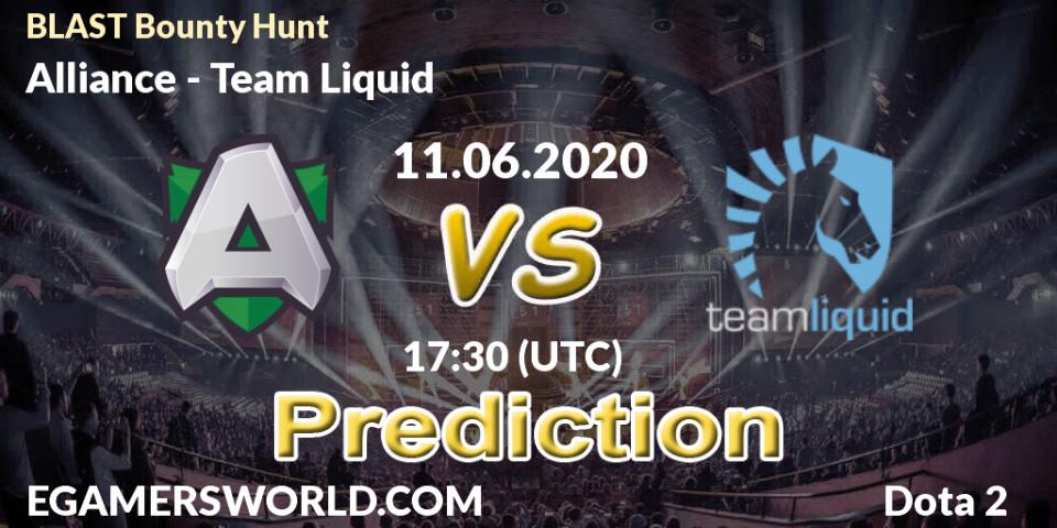 Pronóstico Alliance - Team Liquid. 11.06.2020 at 17:31, Dota 2, BLAST Bounty Hunt