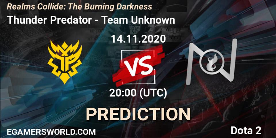 Pronóstico Thunder Predator - Team Unknown. 14.11.20, Dota 2, Realms Collide: The Burning Darkness