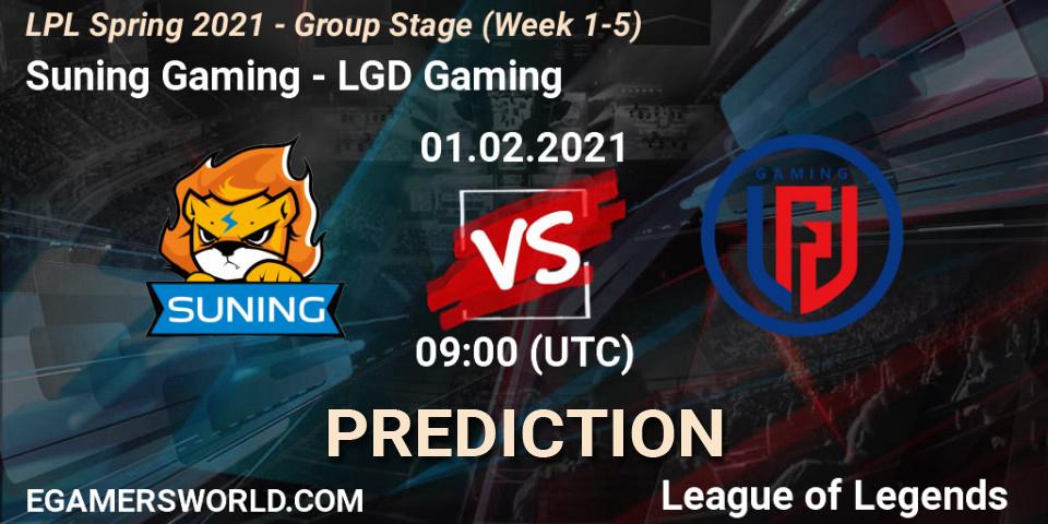 Pronóstico Suning Gaming - LGD Gaming. 01.02.2021 at 09:21, LoL, LPL Spring 2021 - Group Stage (Week 1-5)
