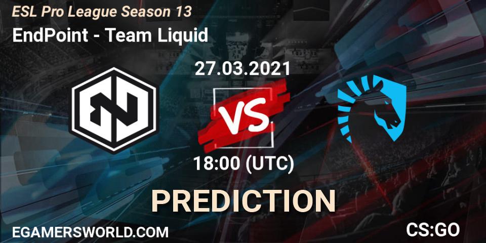 Pronóstico EndPoint - Team Liquid. 27.03.2021 at 19:30, Counter-Strike (CS2), ESL Pro League Season 13